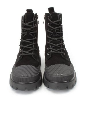 04-297-1M BLACK Ботинки зимние женские (натуральная замша, шерсть)