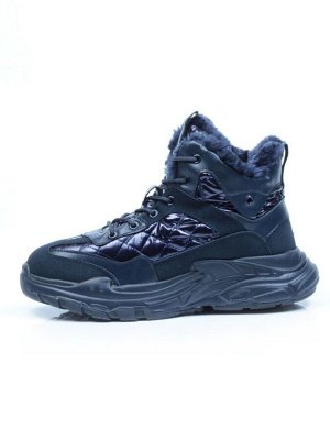 04-8524-2 DARK BLUE Ботинки женские зимние (искусственные материалы)