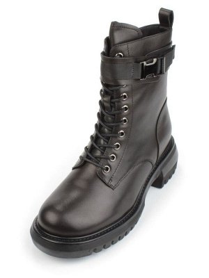 04-M2-592 BLACK Ботинки зимние женские (натуральная кожа, натуральный мех)