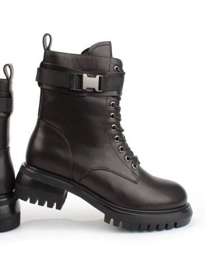 04-M2-592 BLACK Ботинки зимние женские (натуральная кожа, натуральный мех)