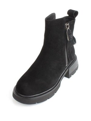 04-M3-L865 BLACK Ботинки зимние женские (натуральная замша, натуральный мех)