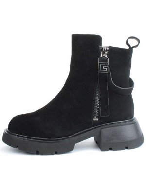 04-M3-L865 BLACK Ботинки зимние женские (натуральная замша, натуральный мех)