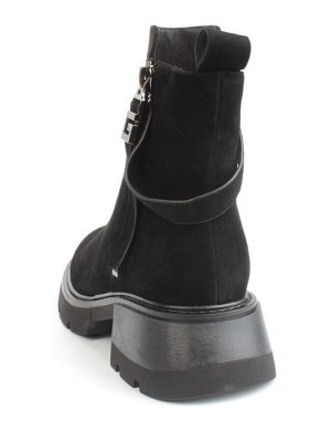 04-M3-L865 BLACK Ботинки зимние женские (натуральная замша, натуральный мех)