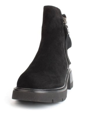 04-M3-L865 BLACK Ботинки зимние женские (натуральная замша, натуральный мех)