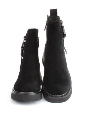 04-M3-L865 BLACK Ботинки зимние женские (натуральная замша, натуральный мех)