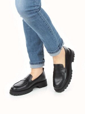 03-XR183/3 BLACK Лоферы женские (натуральная и искусственная кожа)