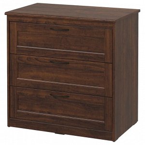 SONGESAND, Комод с 3 выдвижными ящиками, коричневый, 82х81 см