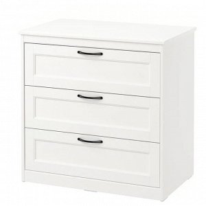 SONGESAND, Комод с 3 выдвижными ящиками, белый, 82х81 см