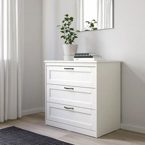 SONGESAND, Комод с 3 выдвижными ящиками, белый, 82х81 см