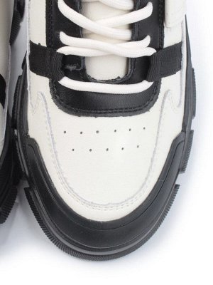 05-P51-1Z WHITE/BLACK Кроссовки женские зимние (натуральная и искусственная кожа, шерсть)