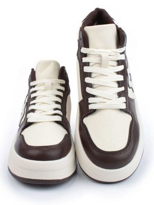 05-P84-2Z BEIGE/BROWN Кроссовки женские зимние (натуральная и искусственная кожа, шерсть)