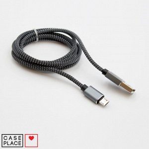 USB-кабель Aspor microUSB для зарядки телефона, чёрный с тканевой оплёткой