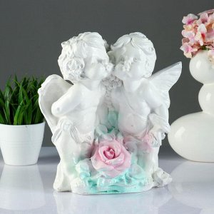 Фигура "Влюбленная пара с розой" белый 27см