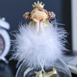 Сувенир полистоун световой шар "Ангелочек-принцесса пушок с оленёнком" 22х10х10 см