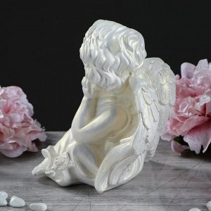 Статуэтка "Ангел думающий", перламутровый цвет, 21 см