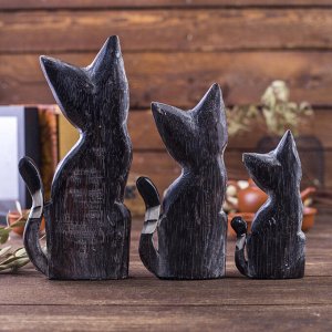 Сувенирный набор дерево "Кошки коричневые" (15,20,25) 15х8х25 см
