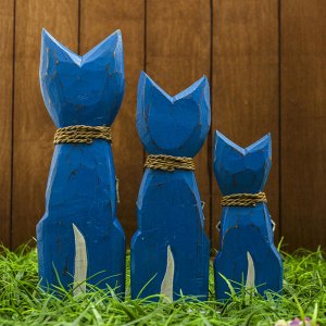 Набор сувенирный "Кошки с ошейником" (15.20.25) голубые 15х6х25 см