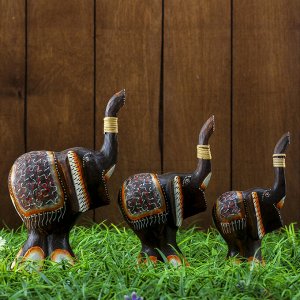 Набор сувенирный "Три слоника" (15.20.25) 13х21х25 см
