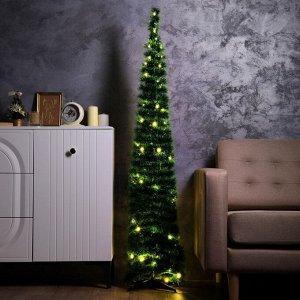 Светодиодная фигура из мишуры «Зеленая елка» 160x40 см, 300 LED, батарейки ААх3, свечение тёплое белое