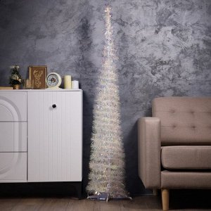 Светодиодная фигура из мишуры «Волшебная елка» 120x40 см, 200 LED, батарейки ААх3, свечение тёплое белое