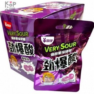 Кислая фруктовая карамель "Very Sour" с виноградным вкусом (26 пакетов по 20 гр) Китай