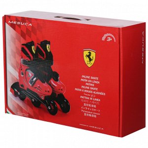 Роликовые коньки FERRARI р. 29-32, колеса PU, ABEC 5, цвет красный