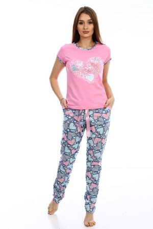 Костюм Love (футболка, брюки, розовый)