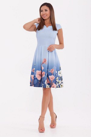 #71358 Платье Голубой/цветы