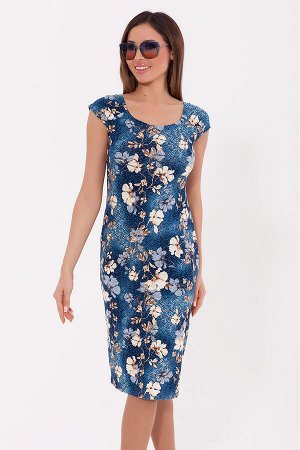 #70260 Платье Синий/бежевый