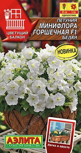Петуния Минифлора горшечная F1 белая (Код: 92489)