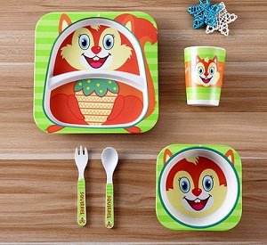 БЕЛКА Бамбуковый набор детской посуды 5 предметов