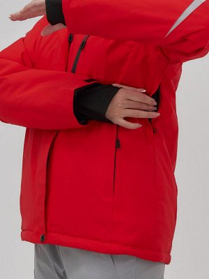 Горнолыжная куртка женская зимняя красного цвета 7017Kr