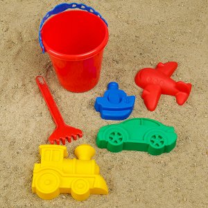 Набор для игры в песке №110: ведёрко, 4 формочки, грабельки