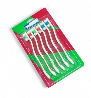 Набор цветных зубных щеток  6 шт