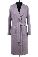 01-08115 Пальто женское демисезонное &quot;Classic Reserve&quot; (пояс) вареная шерсть розовый меланж