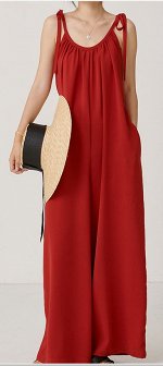 Платье-сарафан-ромпер макси с завязками на плечах