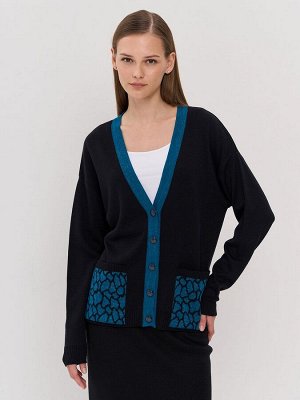Жакет женский 5242-1792   2009/35222 чёрный/морская бездна/метонить мультиколор