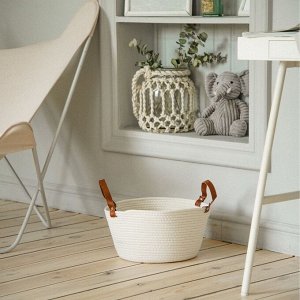 Корзина для хранения SL Home «Луиза», плетёная, ручной работы, 33x33x16 см, белая