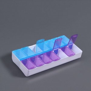 Органайзер для хранения мелочей, 14 ячеек, 14.5x7.3x2.5 см, голубой, фиолетовый