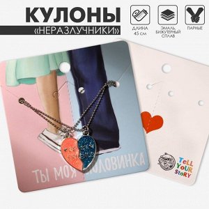Кулоны парные «Best friends», 45 см, цвет розовый/голубой в серебре