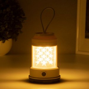 Светильник настольный "Звездное небо" 2Вт LED 3хАА бежевый 8х8х13см