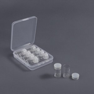 Органайзер для хранения мелочей, 10 баночек, 5 мл, 12x9x2.9 см, прозрачный