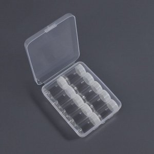 Органайзер для хранения мелочей, 10 баночек, 5 мл, 12x9x2.9 см, прозрачный