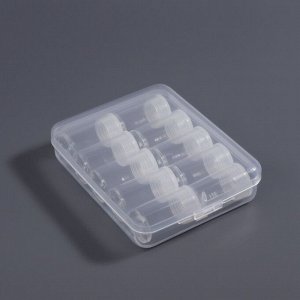 Органайзер для хранения мелочей, 10 баночек, 5 мл, 12x9x2.9 см, прозрачный