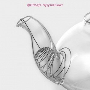 Заварочный чайник Доляна «Элегия», 400 мл, металлическое сито, стекло