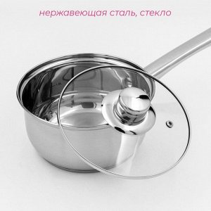 Ковш Доляна «Сильве», 1.5 л, d=16 см, с крышкой, металлическая ручка, индукция, нержавеющая сталь