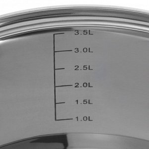 Набор посуды Доляна «Сильве», 3 предмета: сотейник 1.5 л, d=16 см, кастрюли 2 л, 4 л, d=18 см, d=22 см, крышки, индукция, нержавеющая сталь