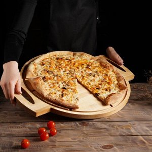Доска для пиццы деревянная с ручками Adelica «Итальяно», 55x45x2 см, пропитано маслом, берёза