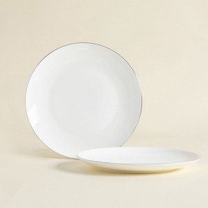 Тарелки SL Home «Каскарон», d=20 см, набор 2 шт., костяной фарфор, белые
