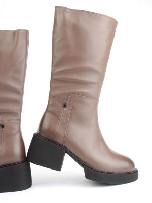 02-FI908-3M BROWN Сапоги зимние женские (натуральная кожа, натуральный мех)